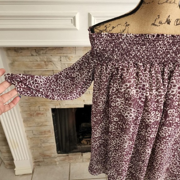 LOFT floral cottage prairie off shoulder blouse size XS - Picture 2 of 7